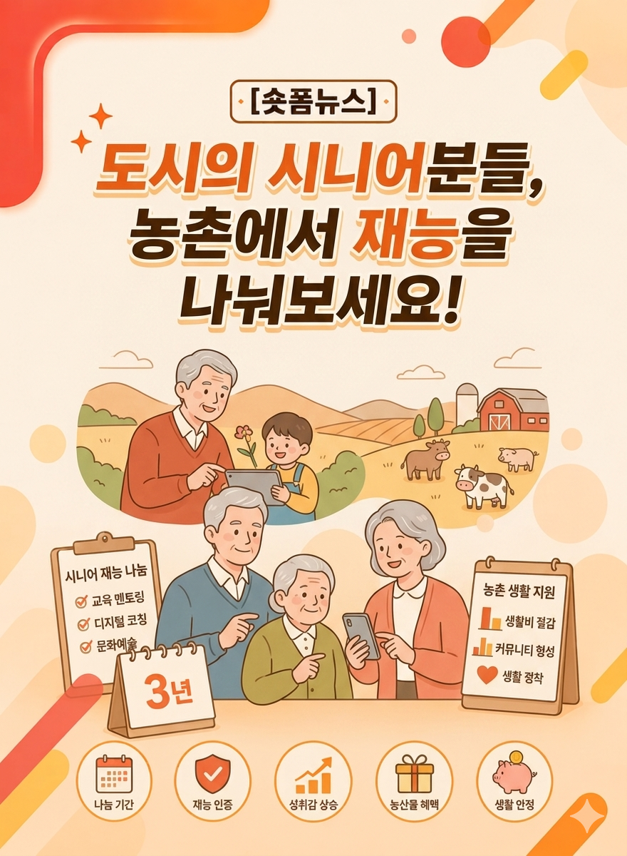 도시의 시니어분들, 농촌에서 재능을 나눠보세요!